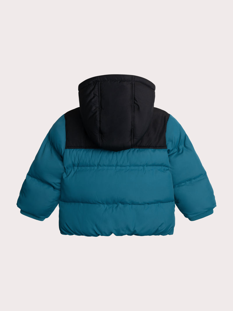 Manteau imperméable noir et bleu
