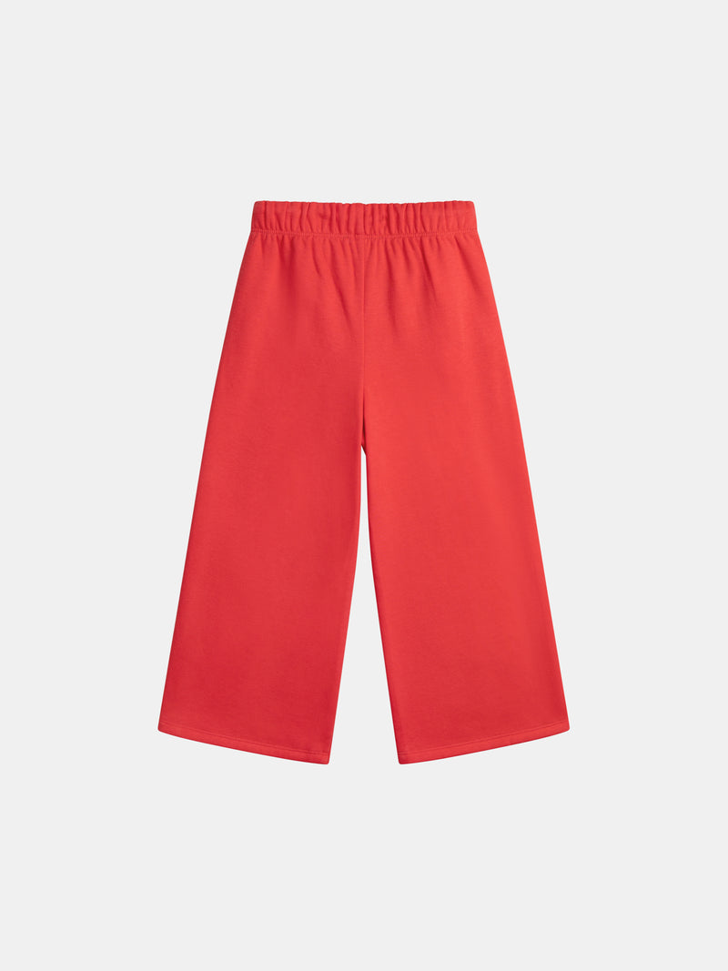 Pantalon rouge en molleton à bandes colorées pour fille