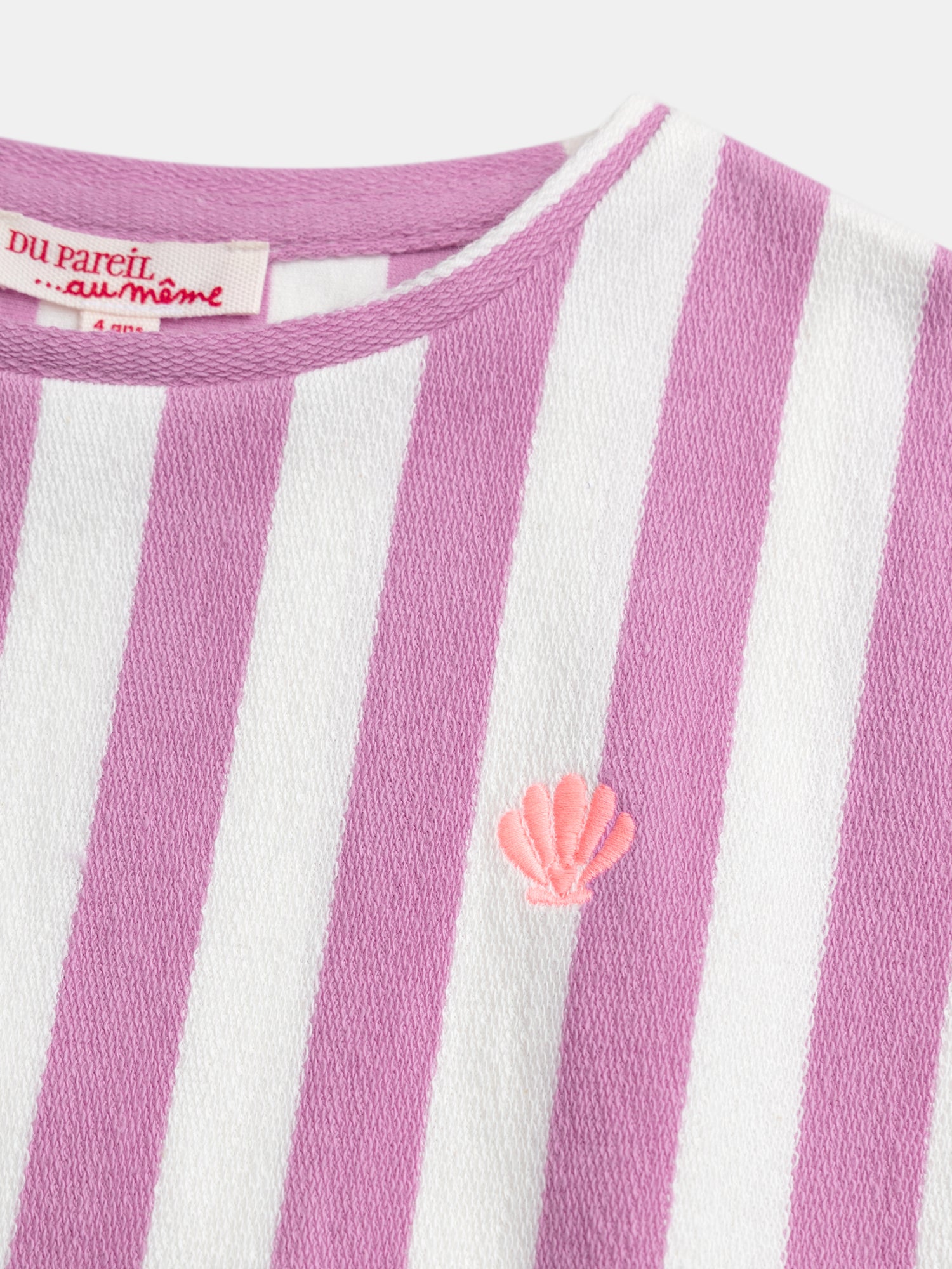 T-shirt rayé rose et écru pour fille