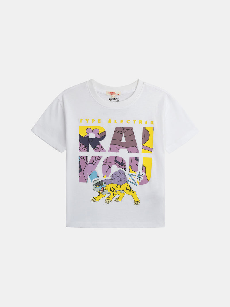 T-shirt blanc animation Pokémon Raikou