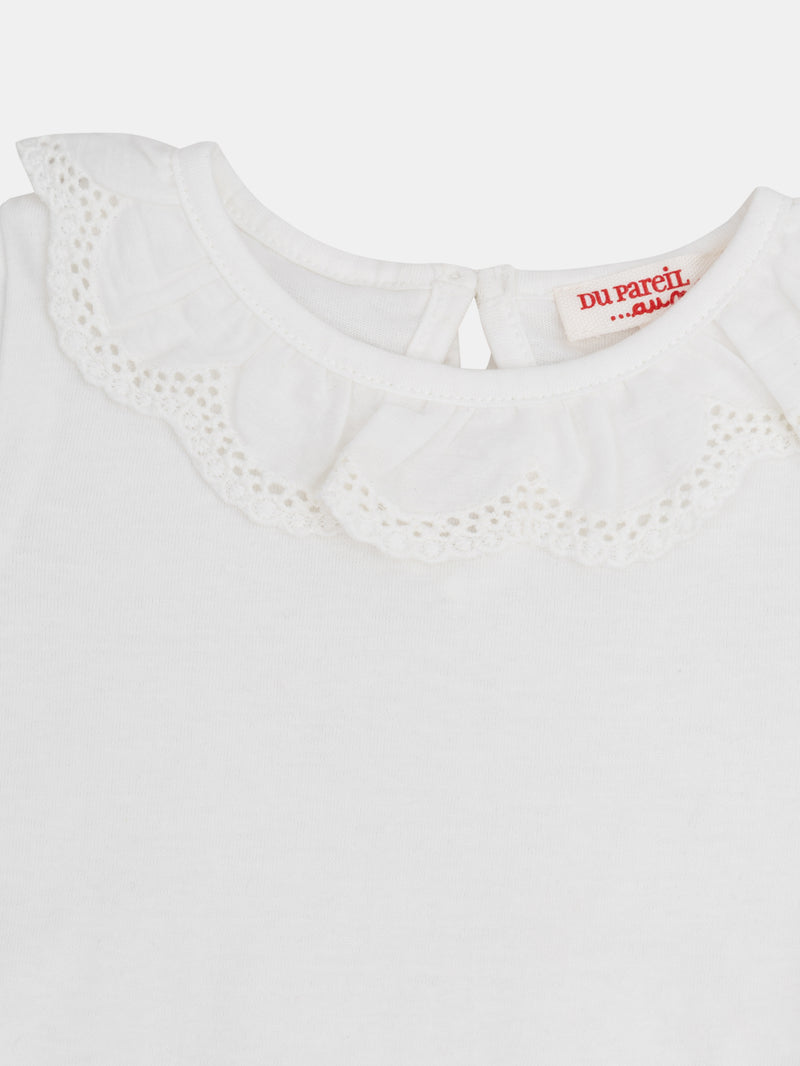 Brassière écru à col dentelle pour bébé fille