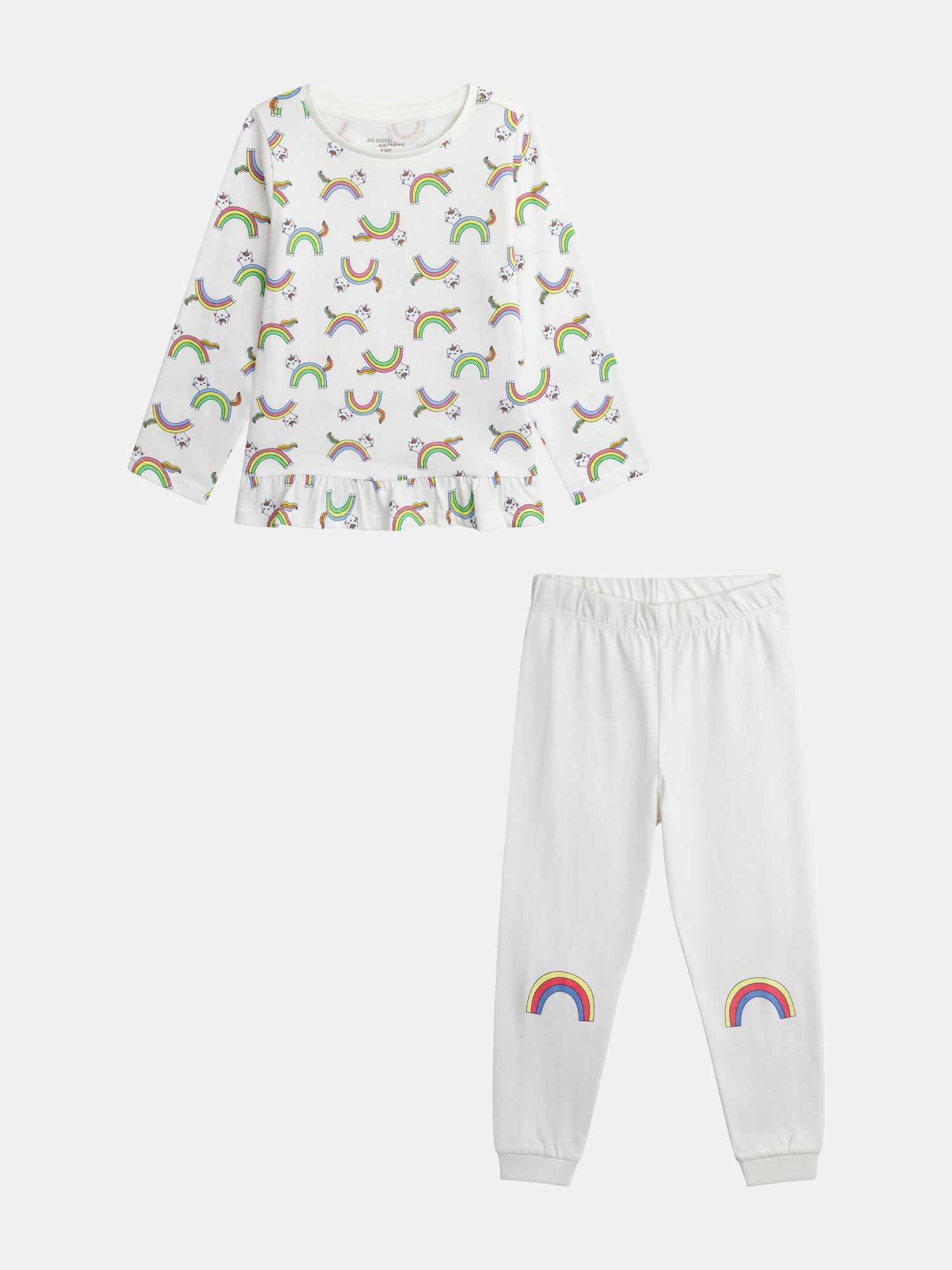 Pyjama long imprimé arc-en-ciel pour enfant fille