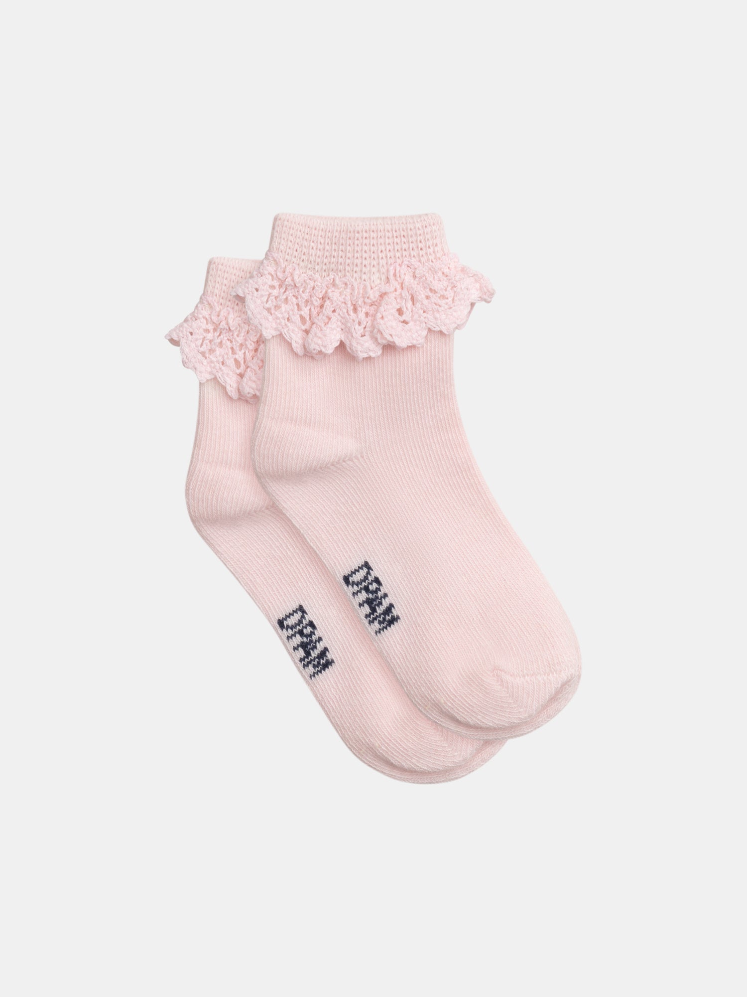 Chaussettes rose pâle à dentelle pour bébé fille
