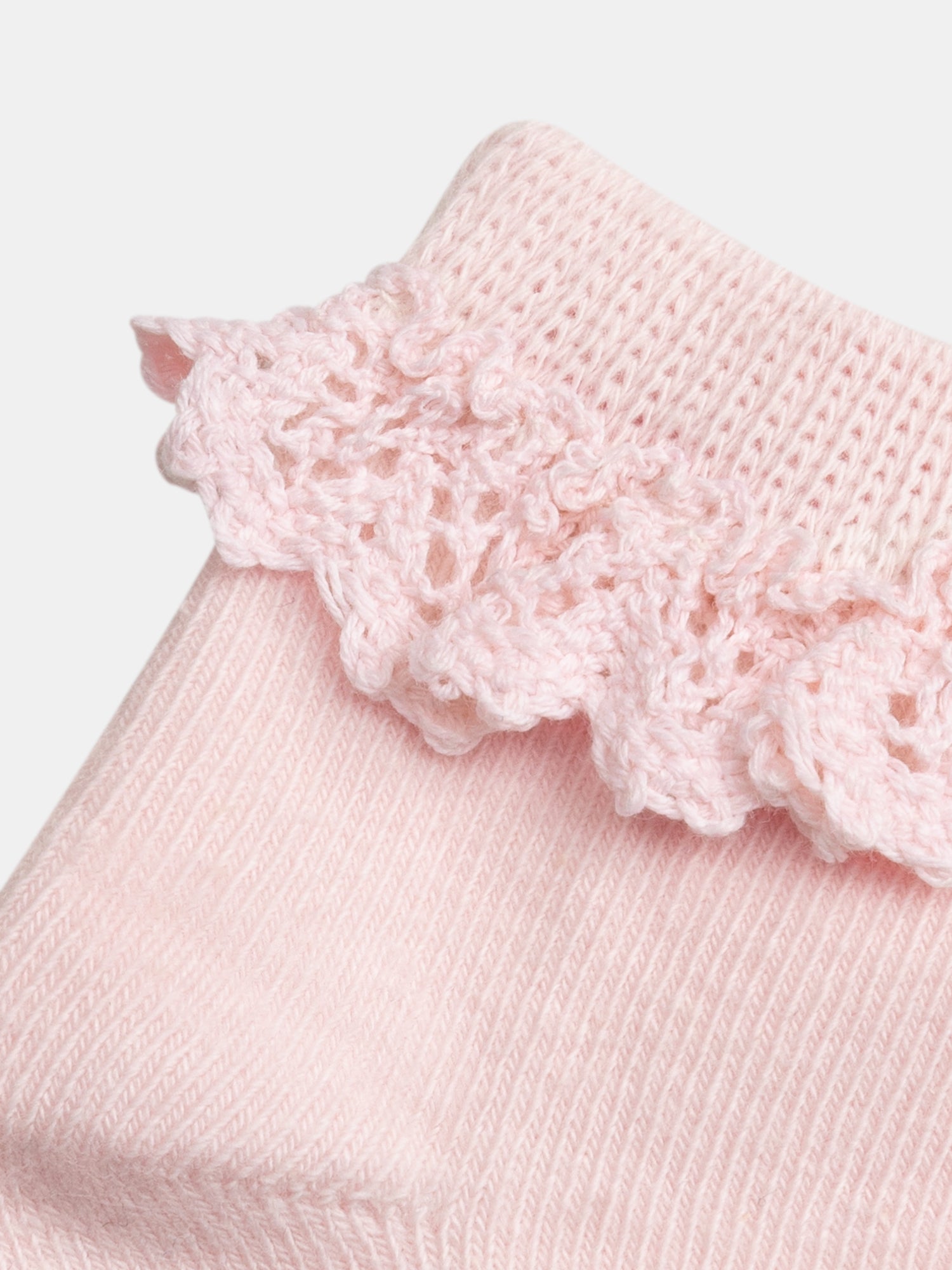 Chaussettes rose pâle à dentelle pour bébé fille