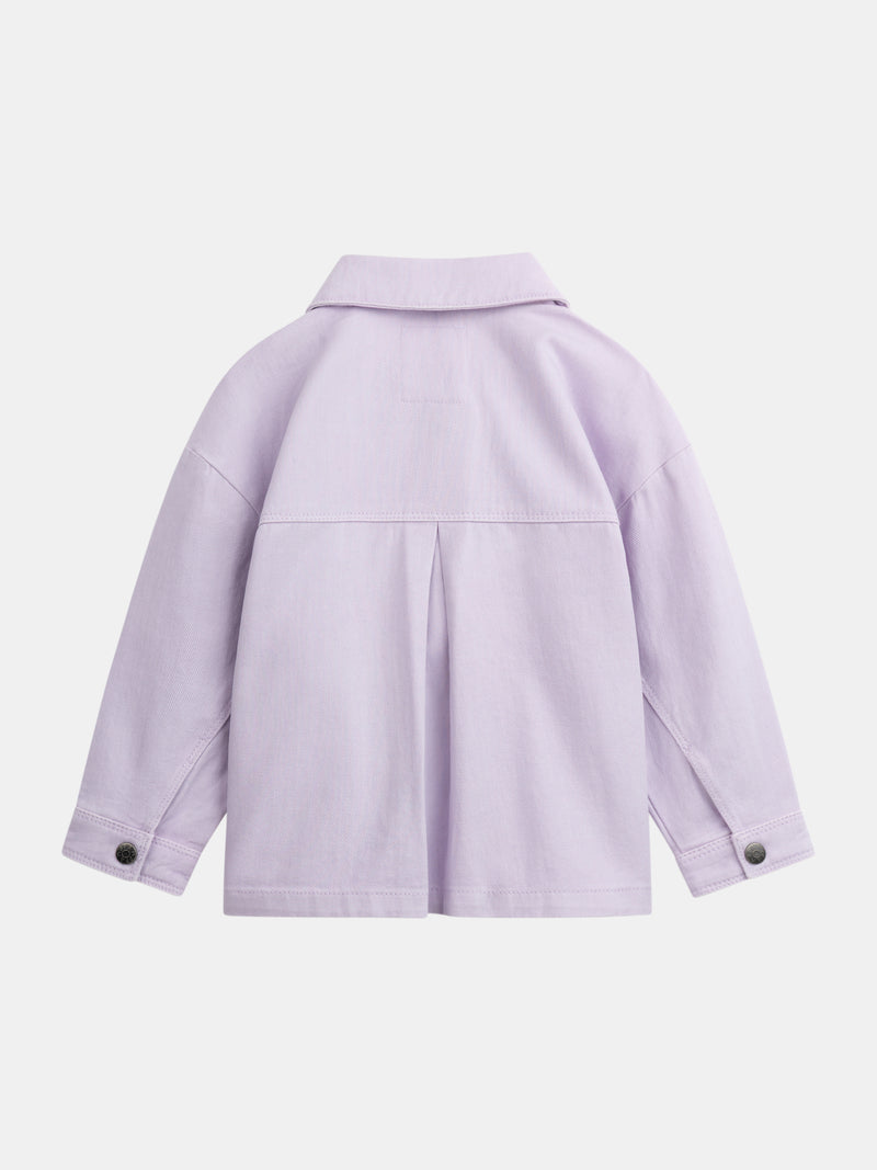 Veste violette à poches et broderies coeur pour fille