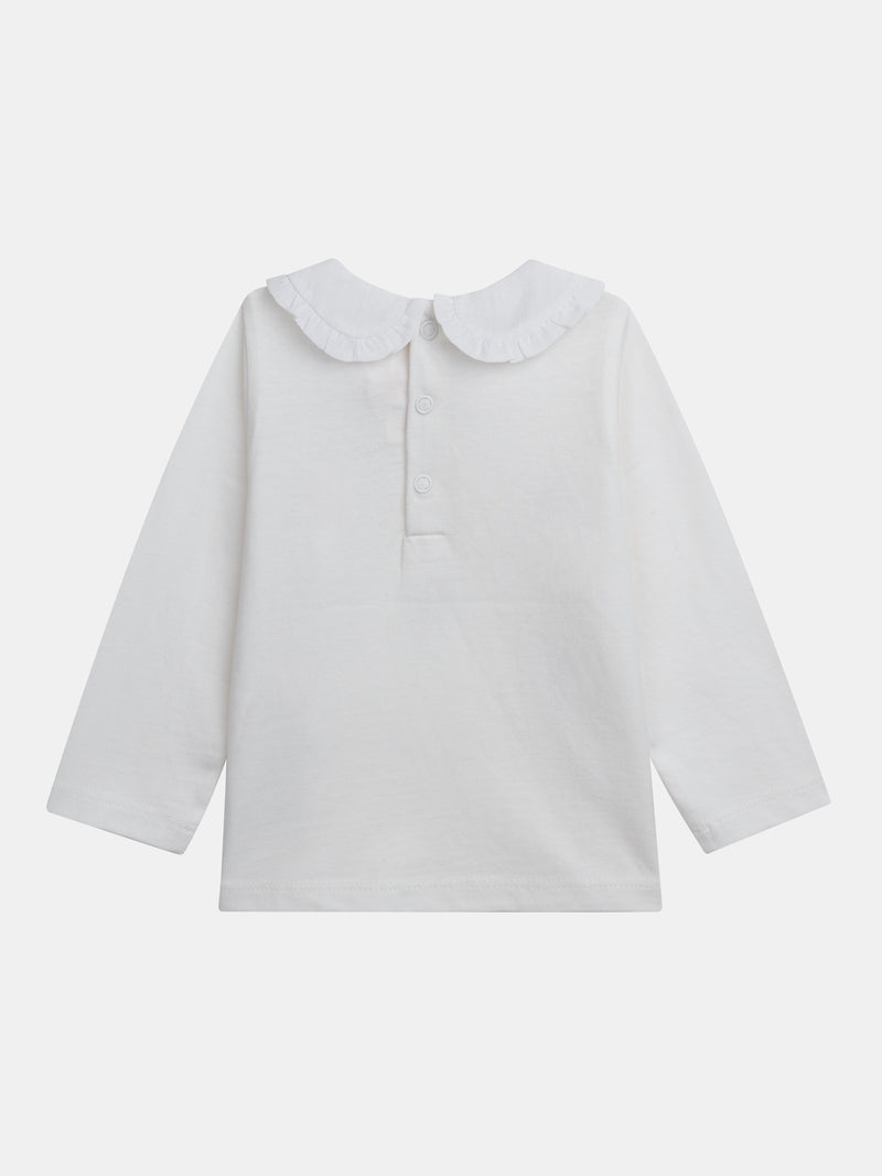 Brassière écru à col volanté et motifs pommes pour bébé fille
