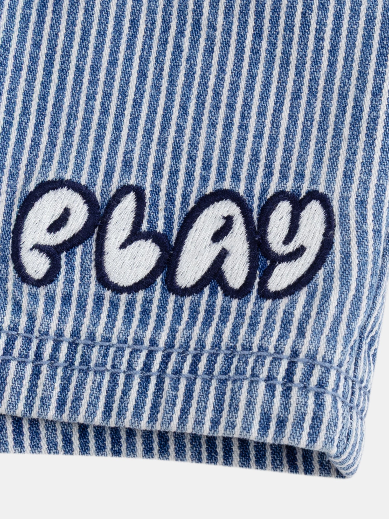 Bermuda en denim rayé "Play" Bleu et Écru pour bébé garçon