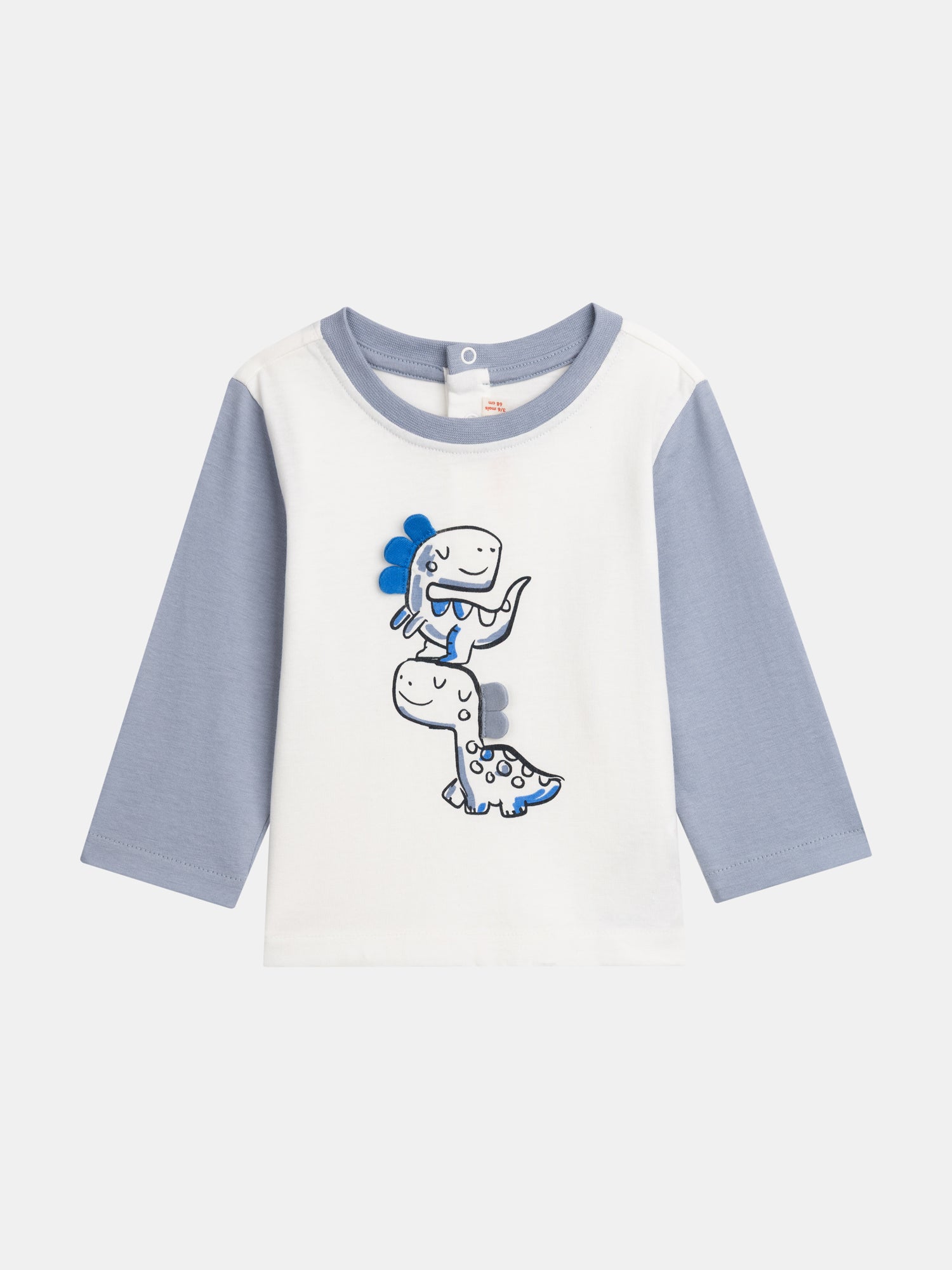 T-shirt à manches longues bicolore "Dinosaure" pour bébé garçon