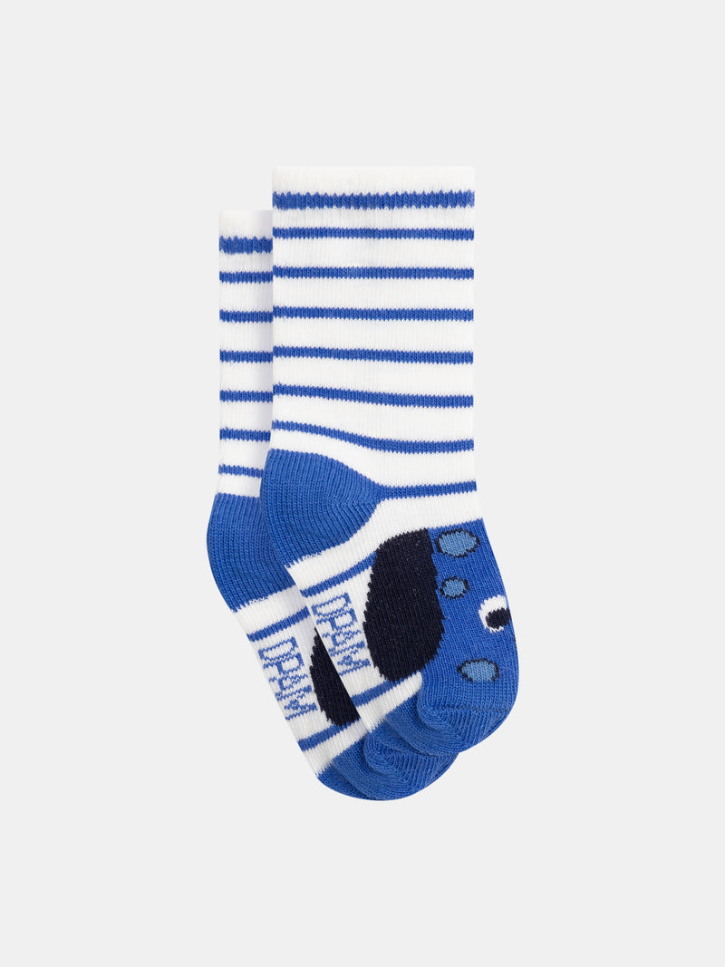 Chaussettes à bandes colorées et motif chien pour bébé garçon