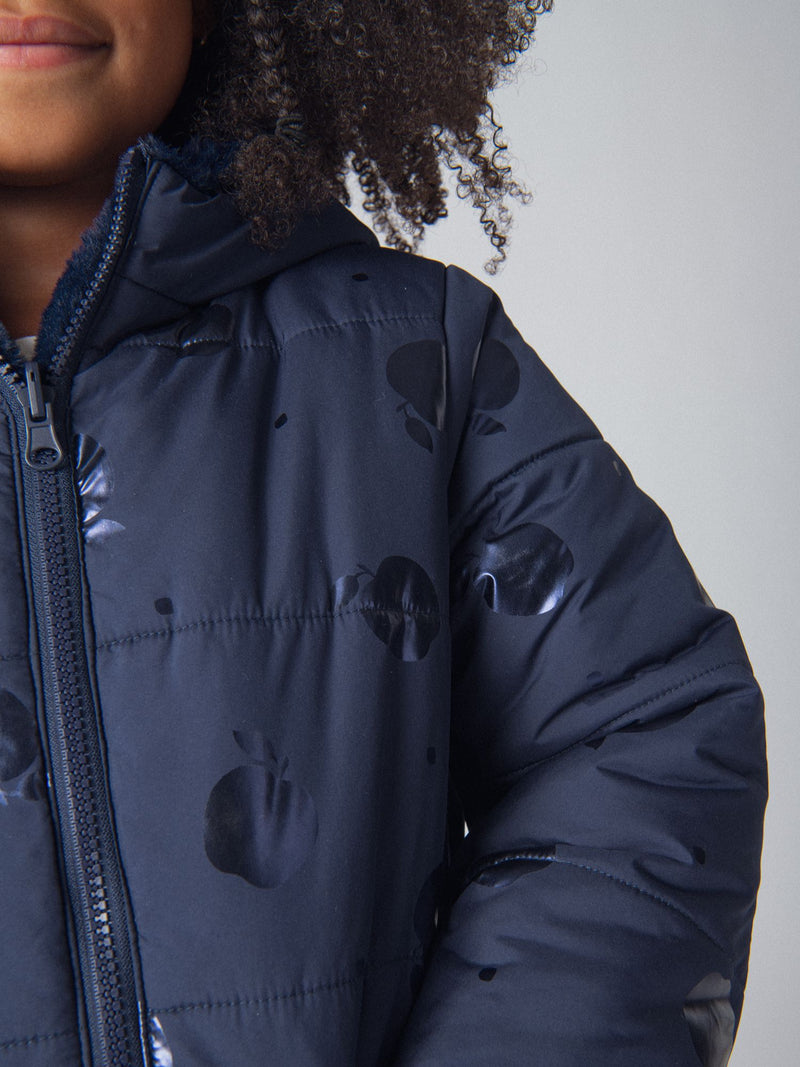 Parka réversible imprimé pommes pour fille