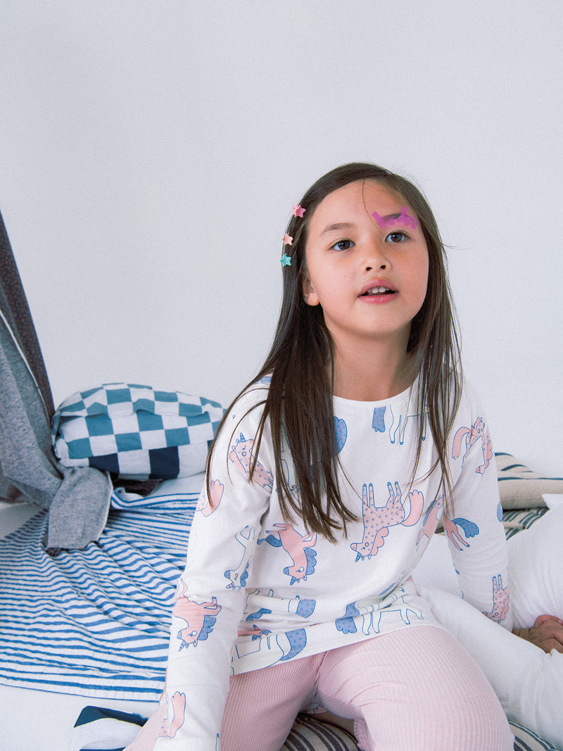 Pyjama tunique imprimé Licornes phosphorescent et legging pour enfant fille