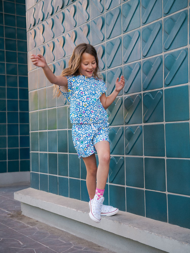 T-shirt écru à imprimé floral pour fille