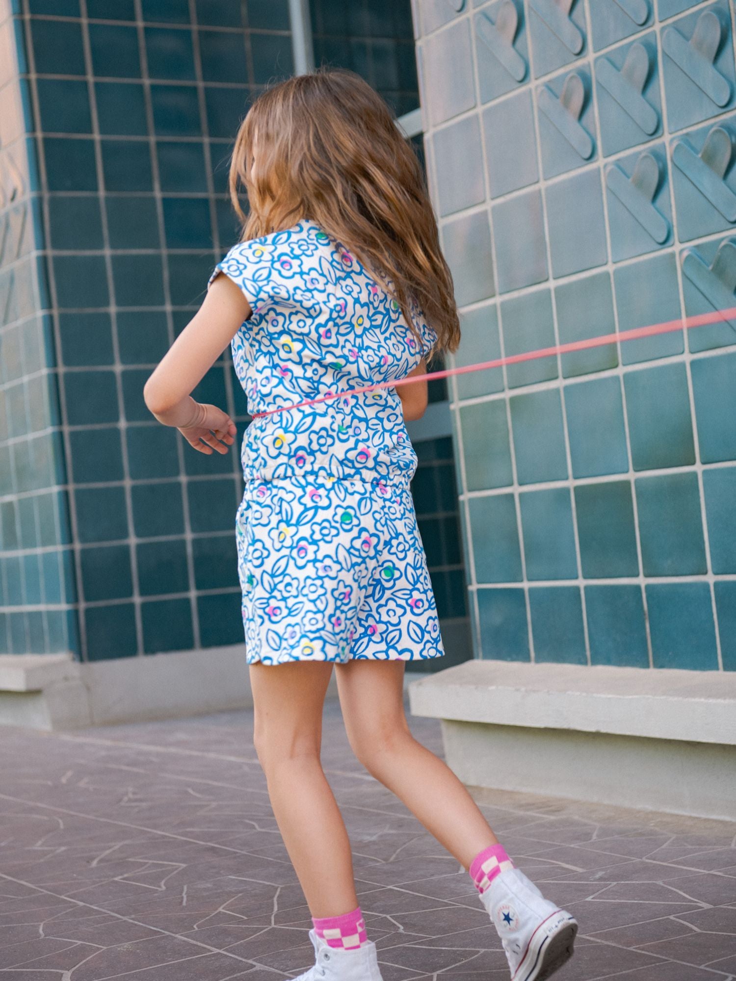Short écru à imprimé floral pour fille