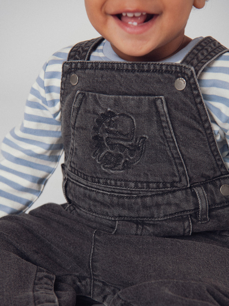 Salopette en jean gris "Dinosaure" pour bébé garçon
