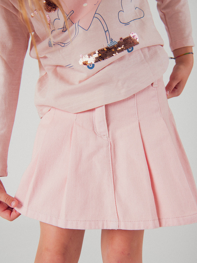 Jupe short rose à poches pour fille