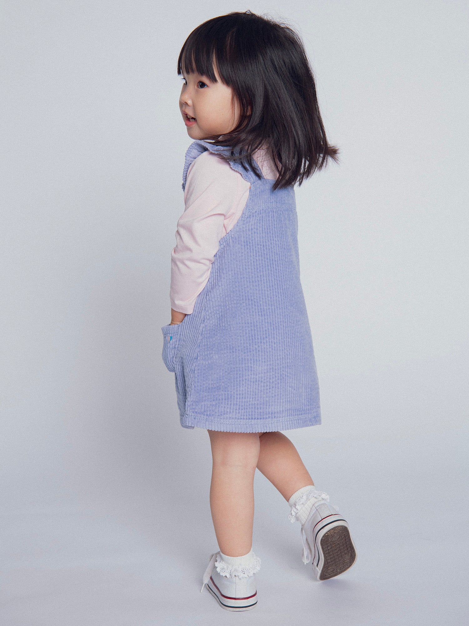 Robe chasuble en velours bleu pour bébé fille