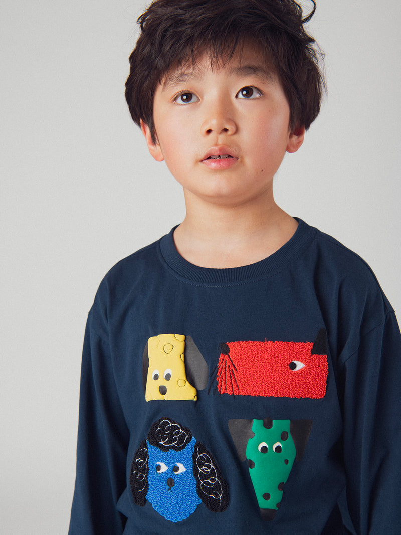 T-shirt marine à animations têtes de chiens pour garçon