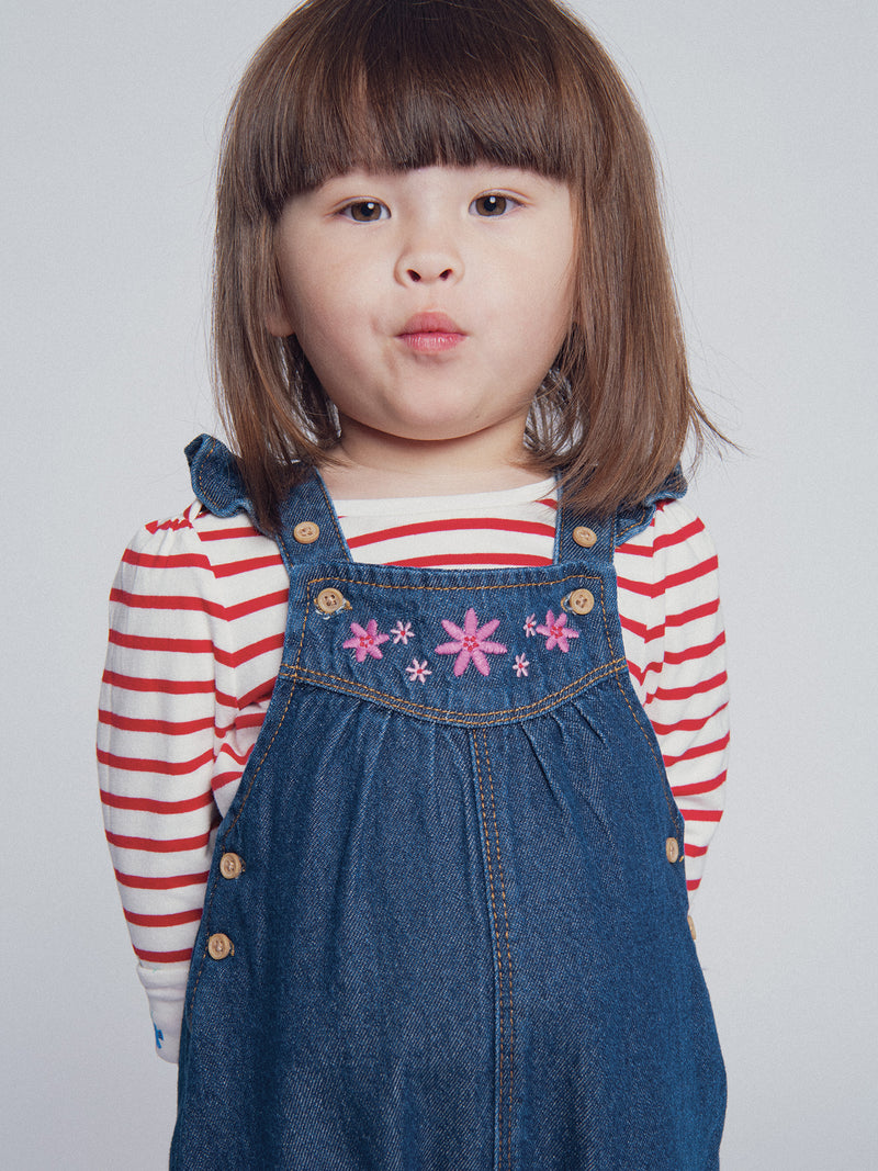 Tee-shirt réversible écru et rayé "ARTY SCHOOL" pour bébé fille