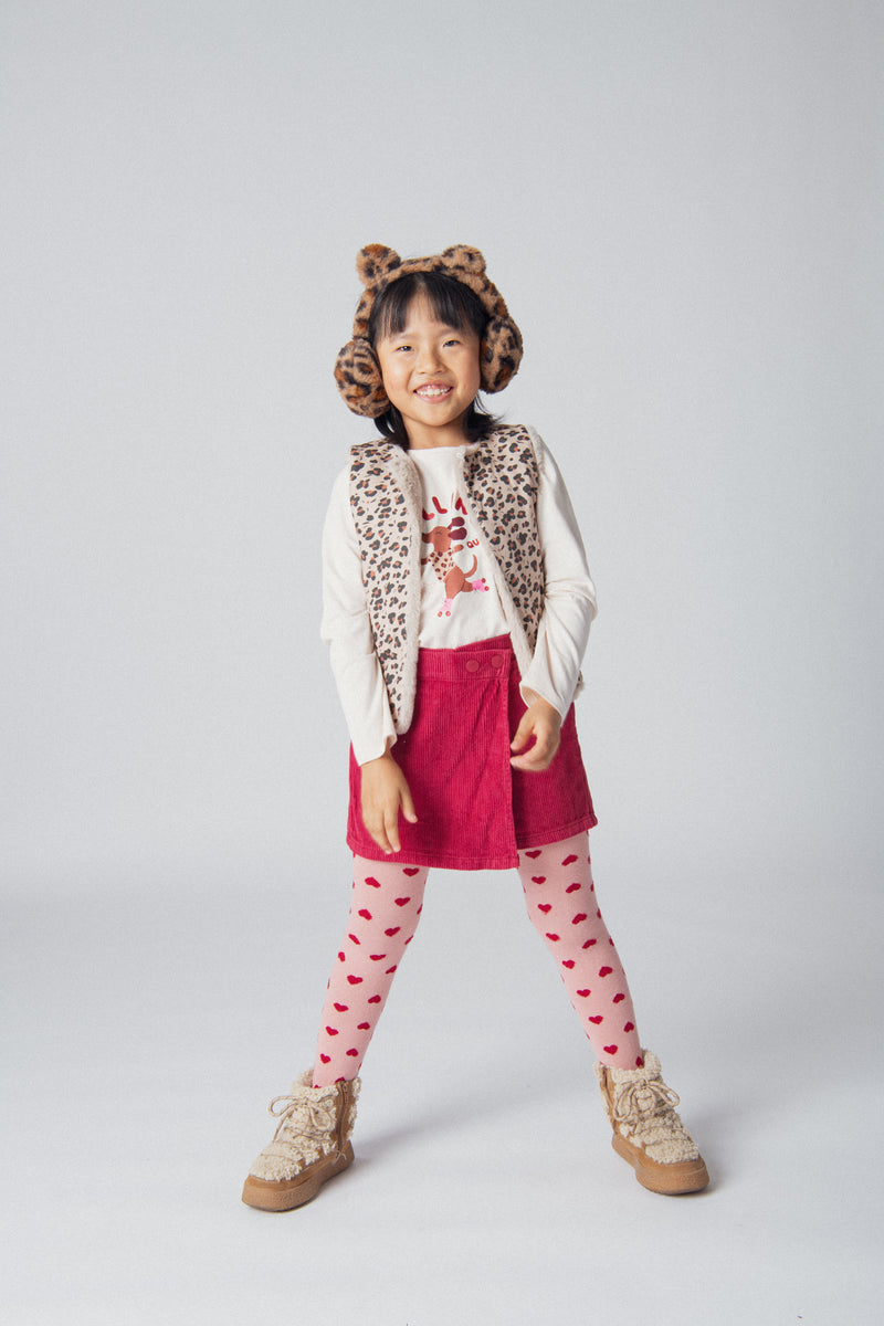Jupe short rouge en velours pour fille