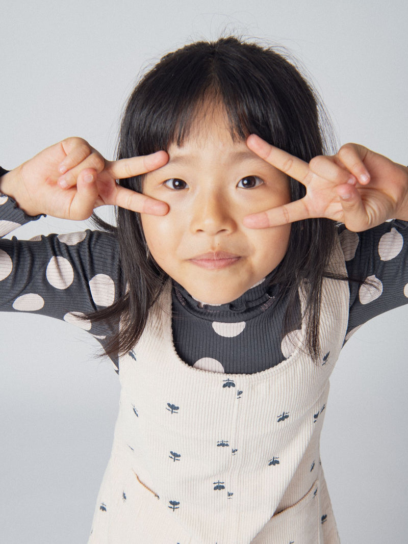 Robe en velours grosses côtes à motif fleurs pour fille