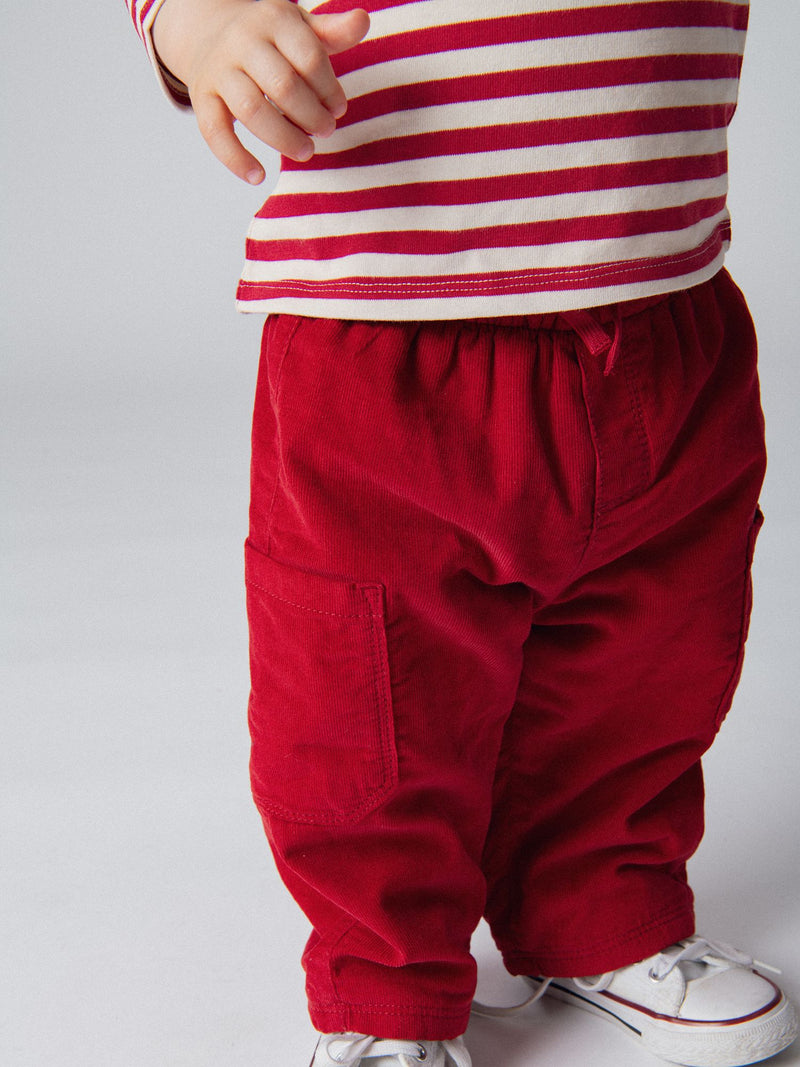 Pantalon cargo en velours côtelé doublé polaire pour bébé garçon