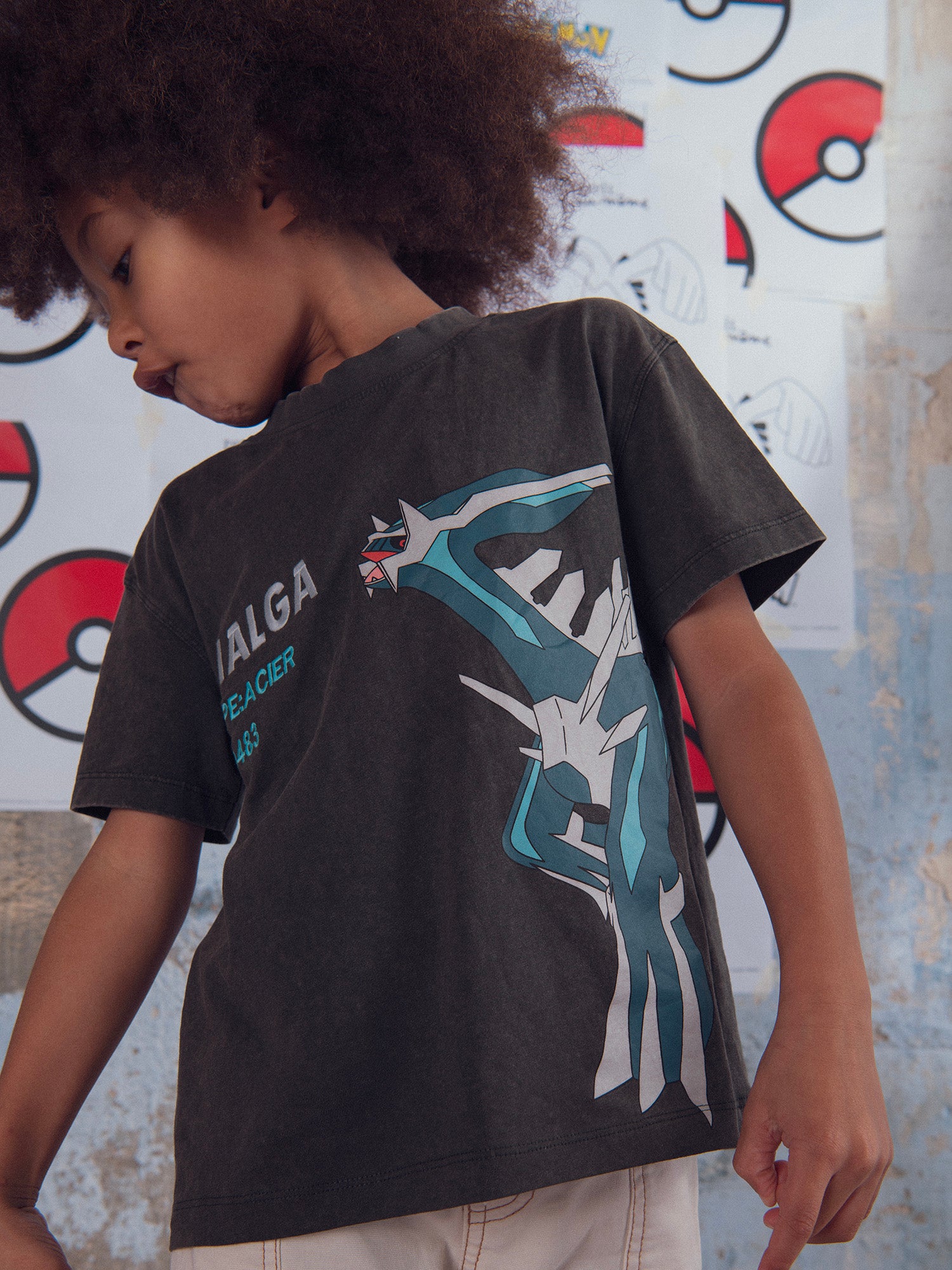 T-shirt gris animation Pokémon Dialga