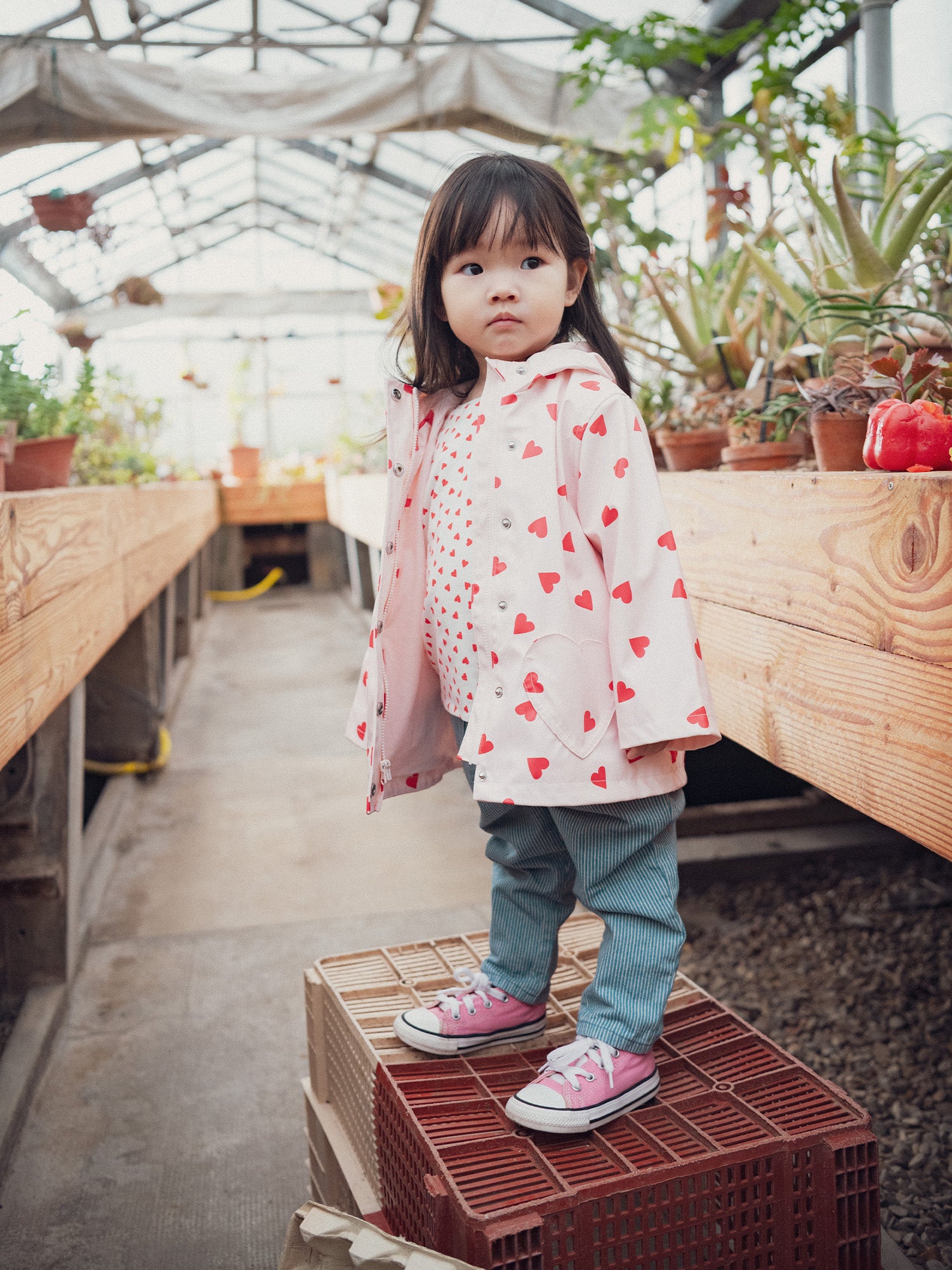 Imperméable rose imprimé cœurs pour bébé fille