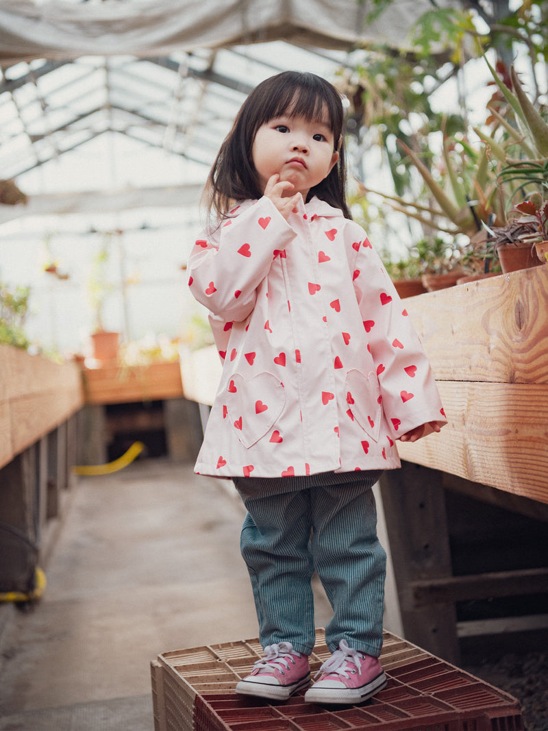 Imperméable rose imprimé cœurs pour bébé fille
