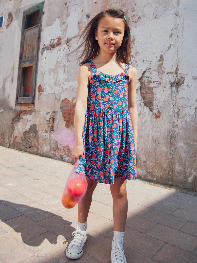 Robe à bretelles et imprimé floral pour fille