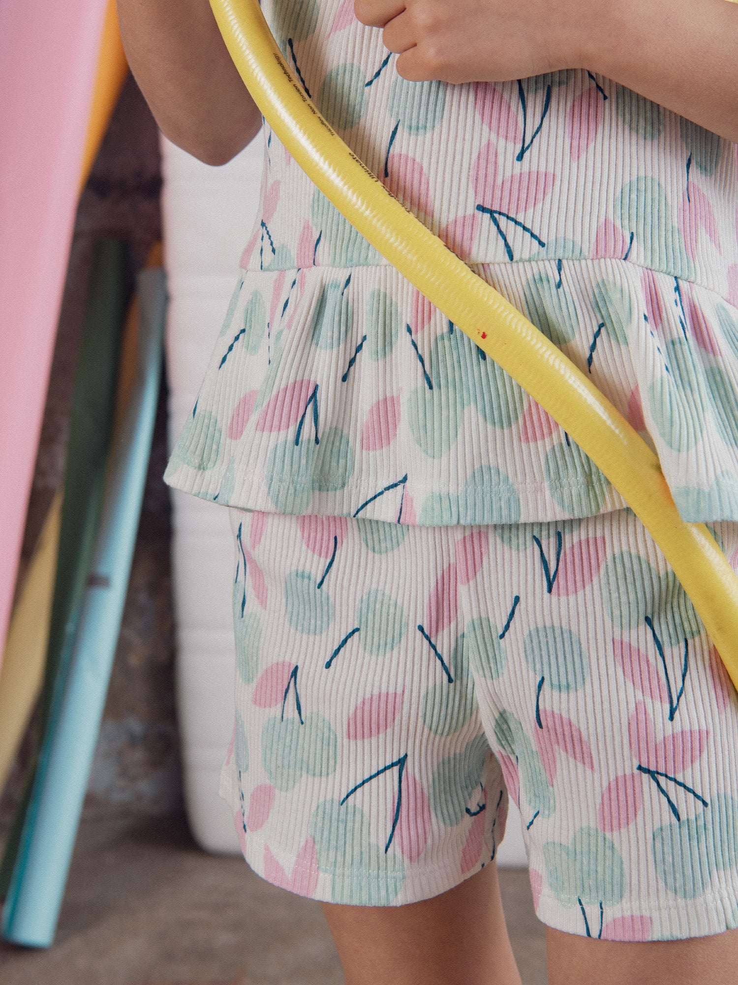 Pyjama court débardeur à imprimé "Cerises Pastel" pour enfant fille