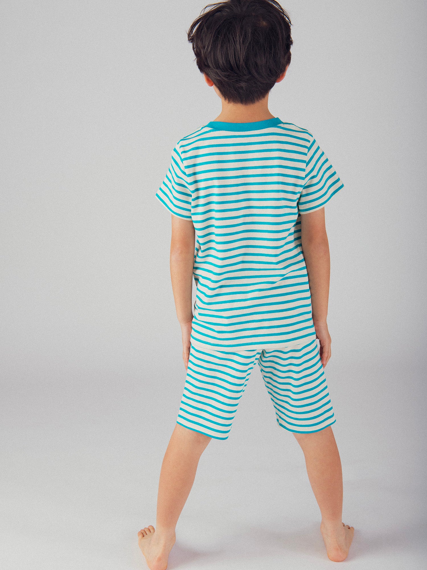 Pyjama court phosphorescent à rayures et motif "Monstre Rigolo" pour enfant garçon