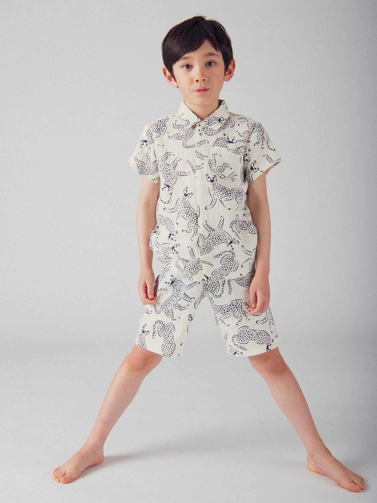 Pyjama chemisier court et imprimé "Léopards Bleus" pour enfant garçon