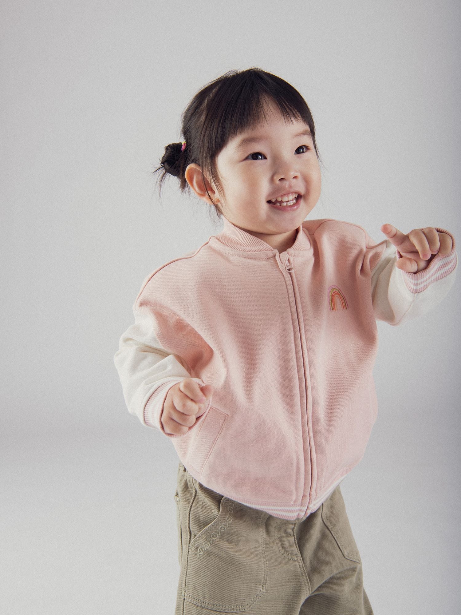 Bomber rose vintage pour bébé fille