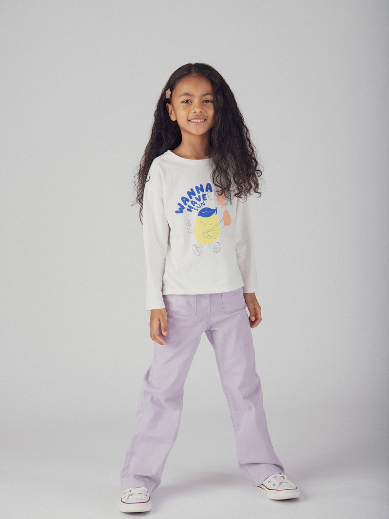 T-shirt manches longues animation citron pour fille