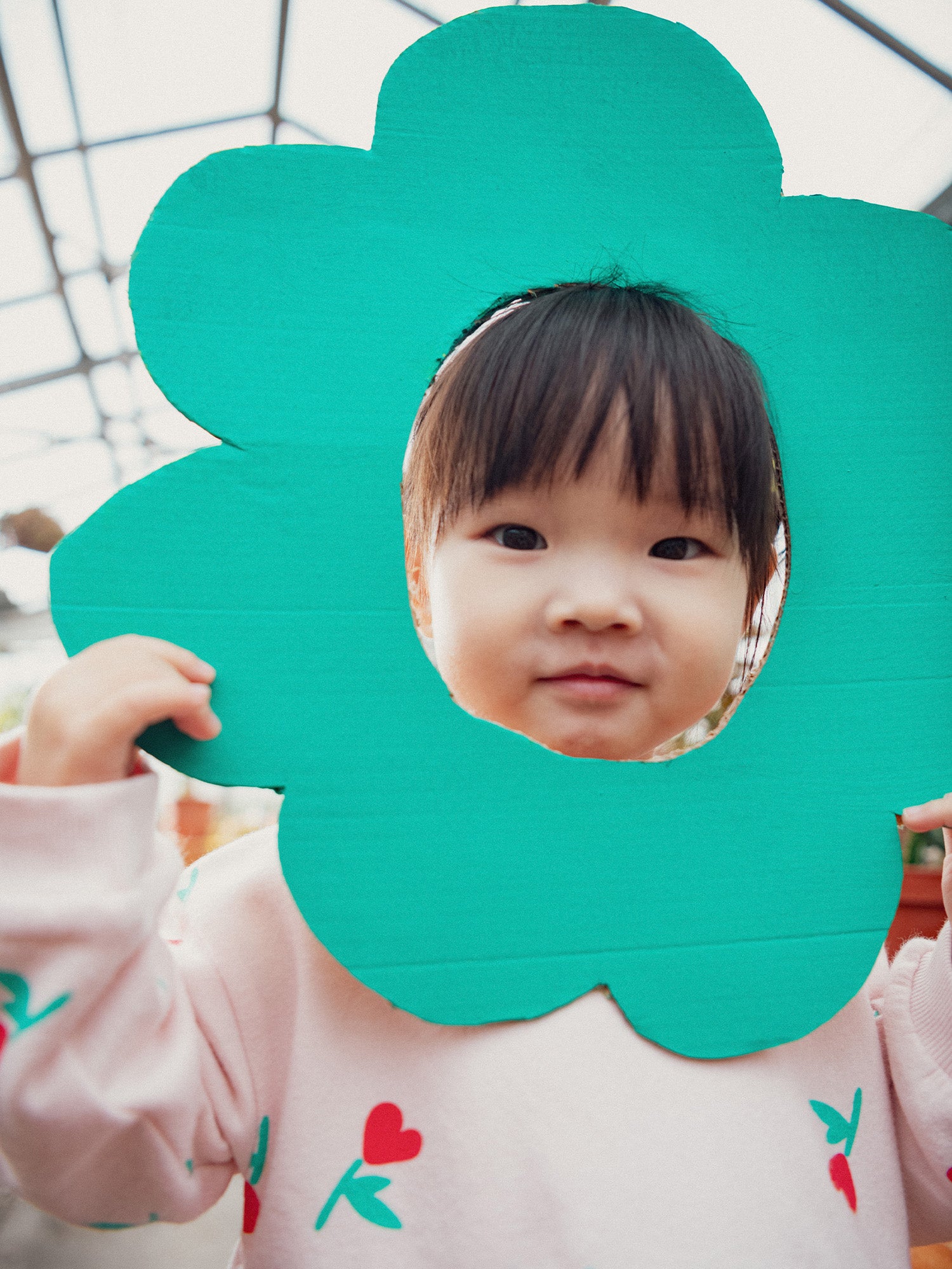 Robe rose imprimé fleurals-coeurs pour bébé fille