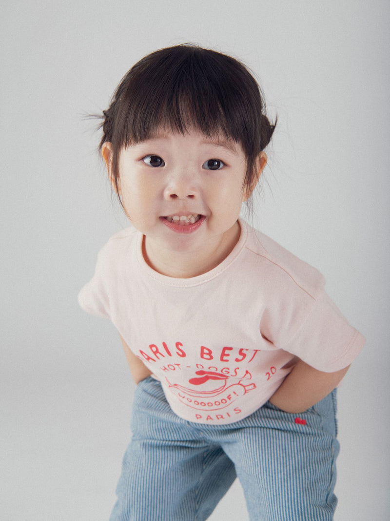 T-shirt rose motif "Paris Hot-Dogs" pour bébé fille