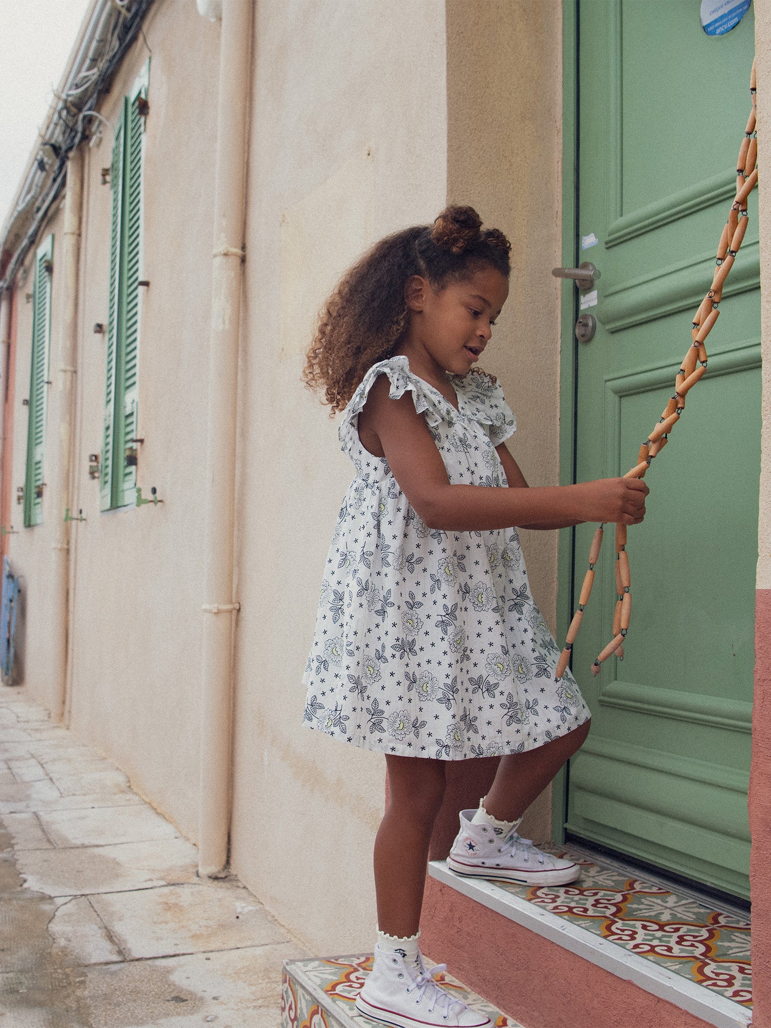 Robe écrue imprimé floral pour fille