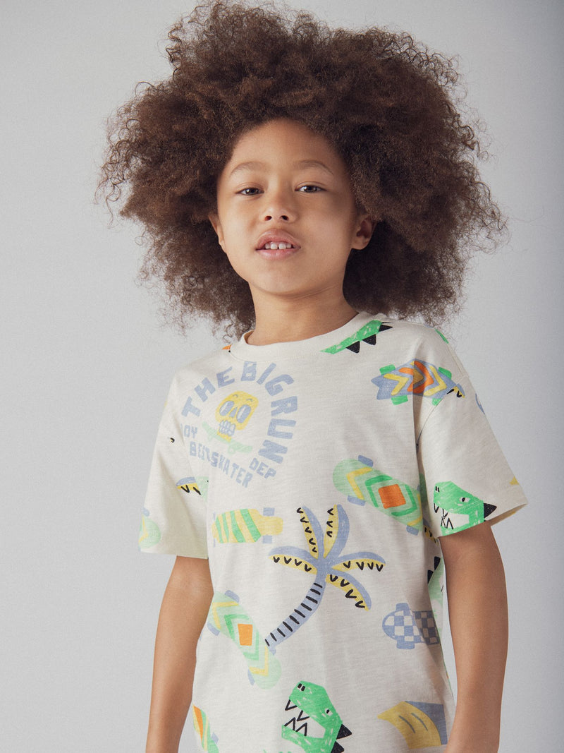 T-shirt écru imprimé dinosaure pour garçon