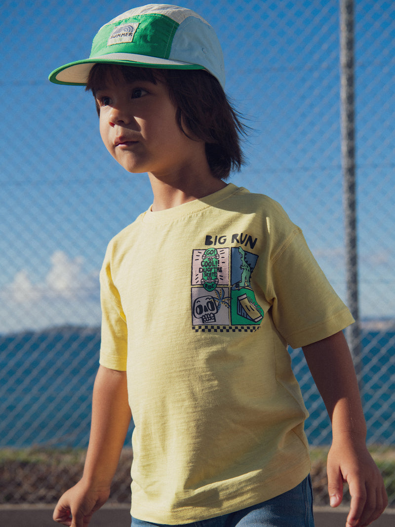 T-shirt jaune animation dinosaure pour garçon