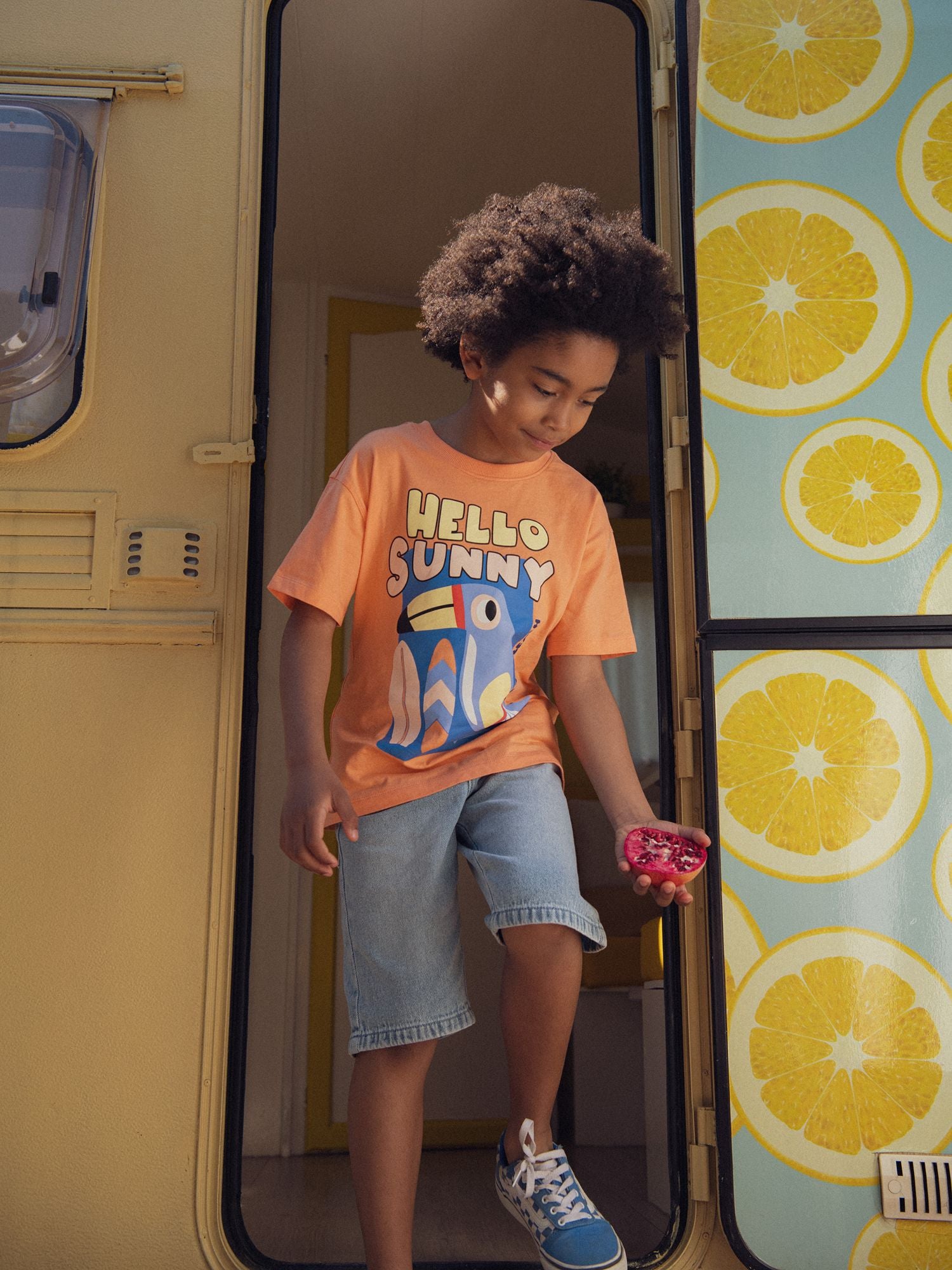 T-shirt orange animation Toucan pour garçon