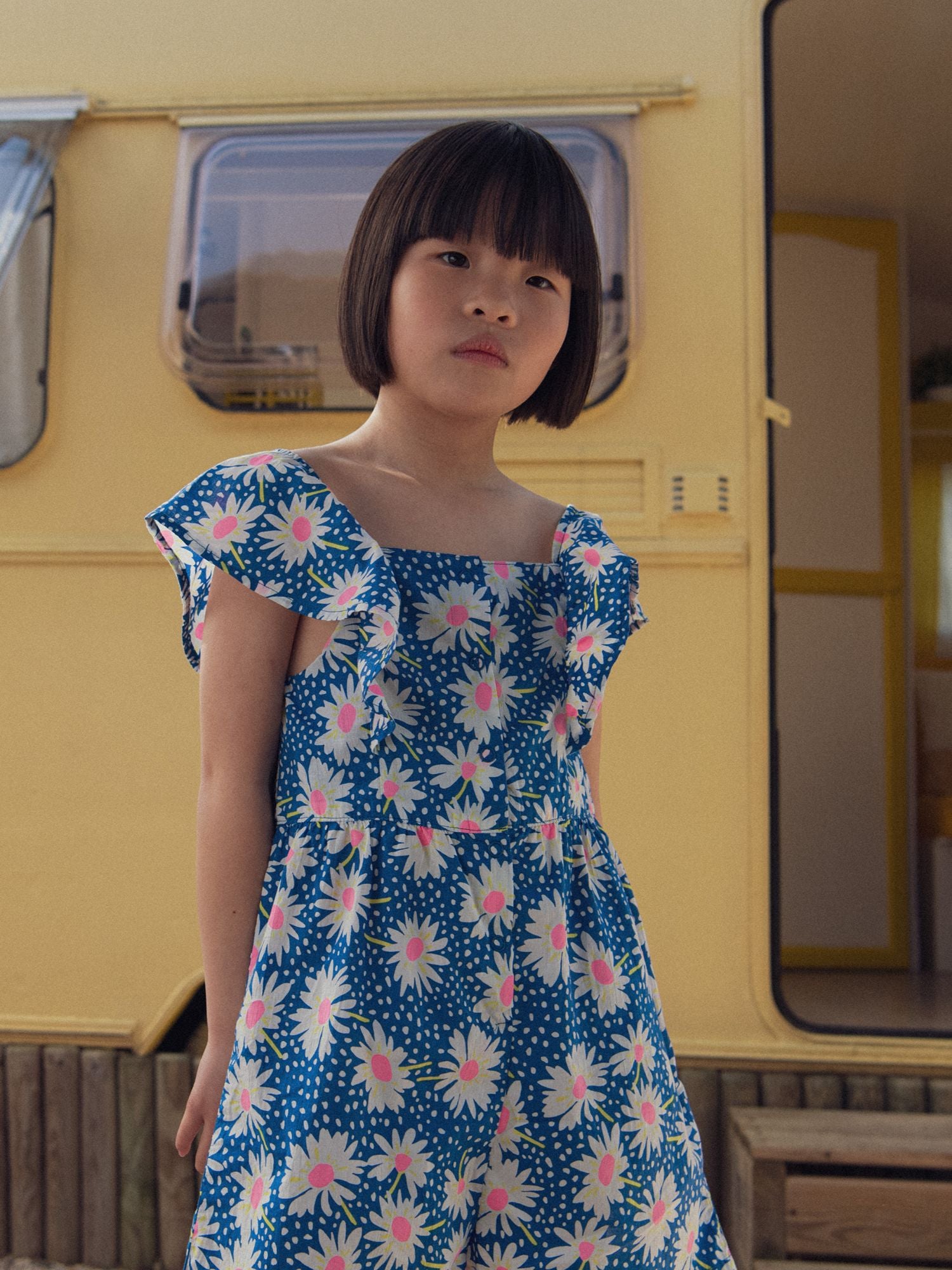 Combinaison bleue à imprimé fleurs pour fille