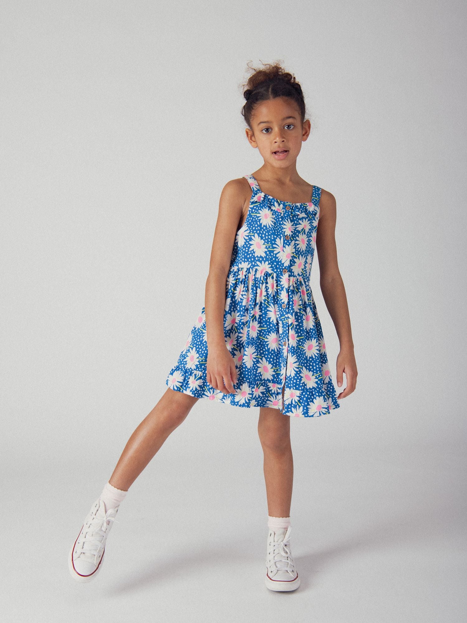 Robe bleue à imprimé fleurs pour fille