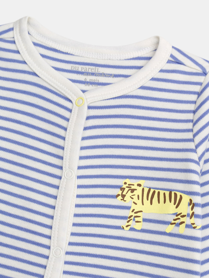 Grenouillère rayée avec imprimé tigre pour bébé garçon