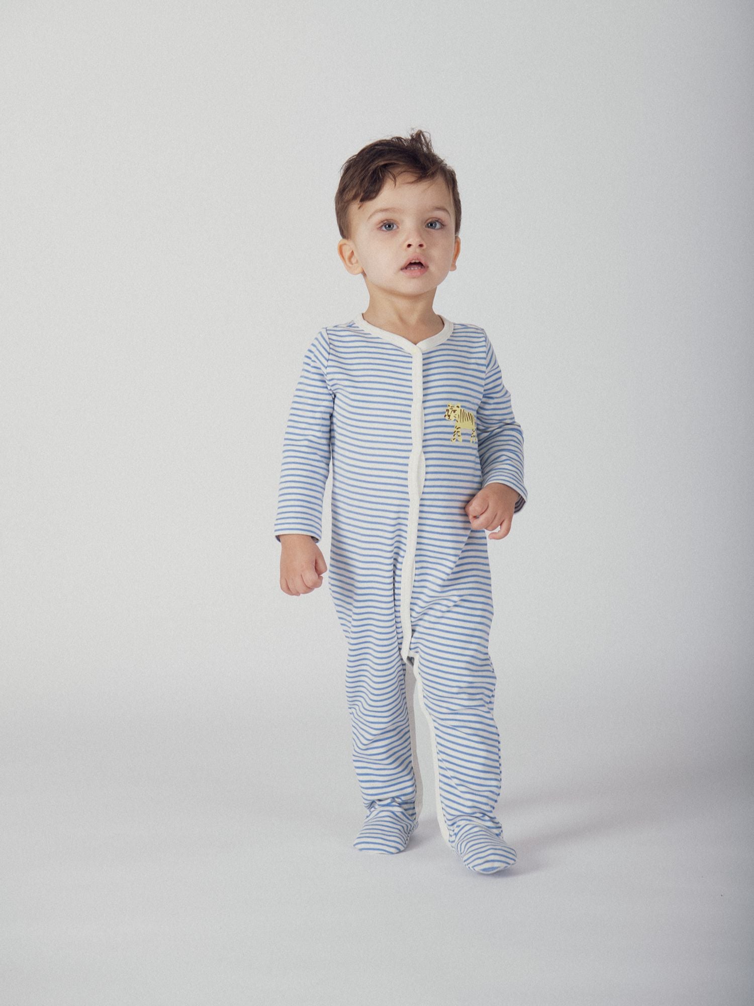 Grenouillère rayée avec imprimé tigre pour bébé garçon