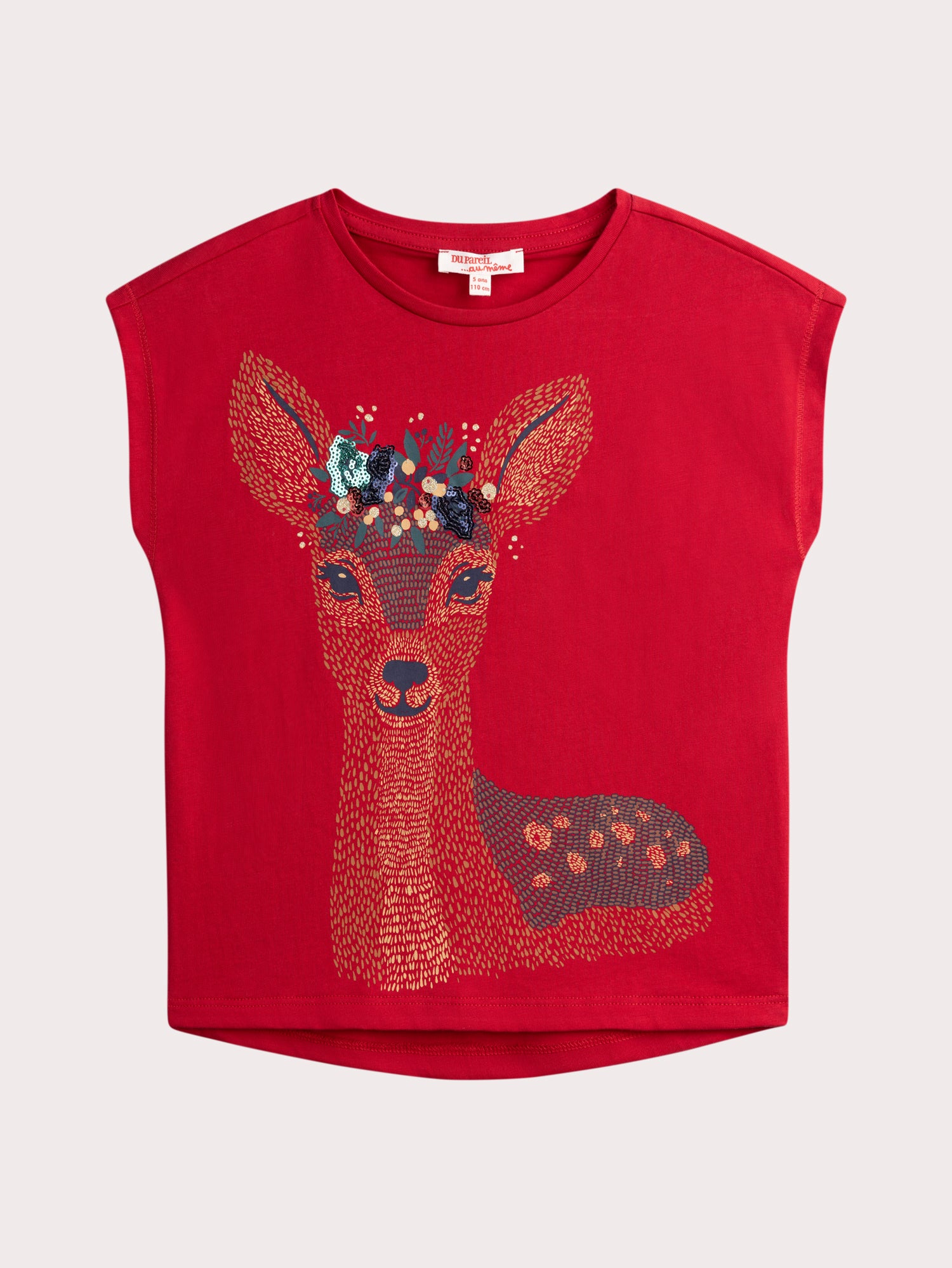 T-shirt manches courtes animation biche pour fille