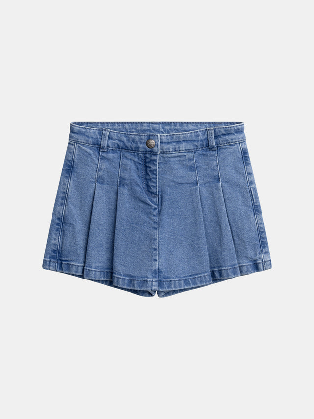 Jupe short plissée en denim pour fille
