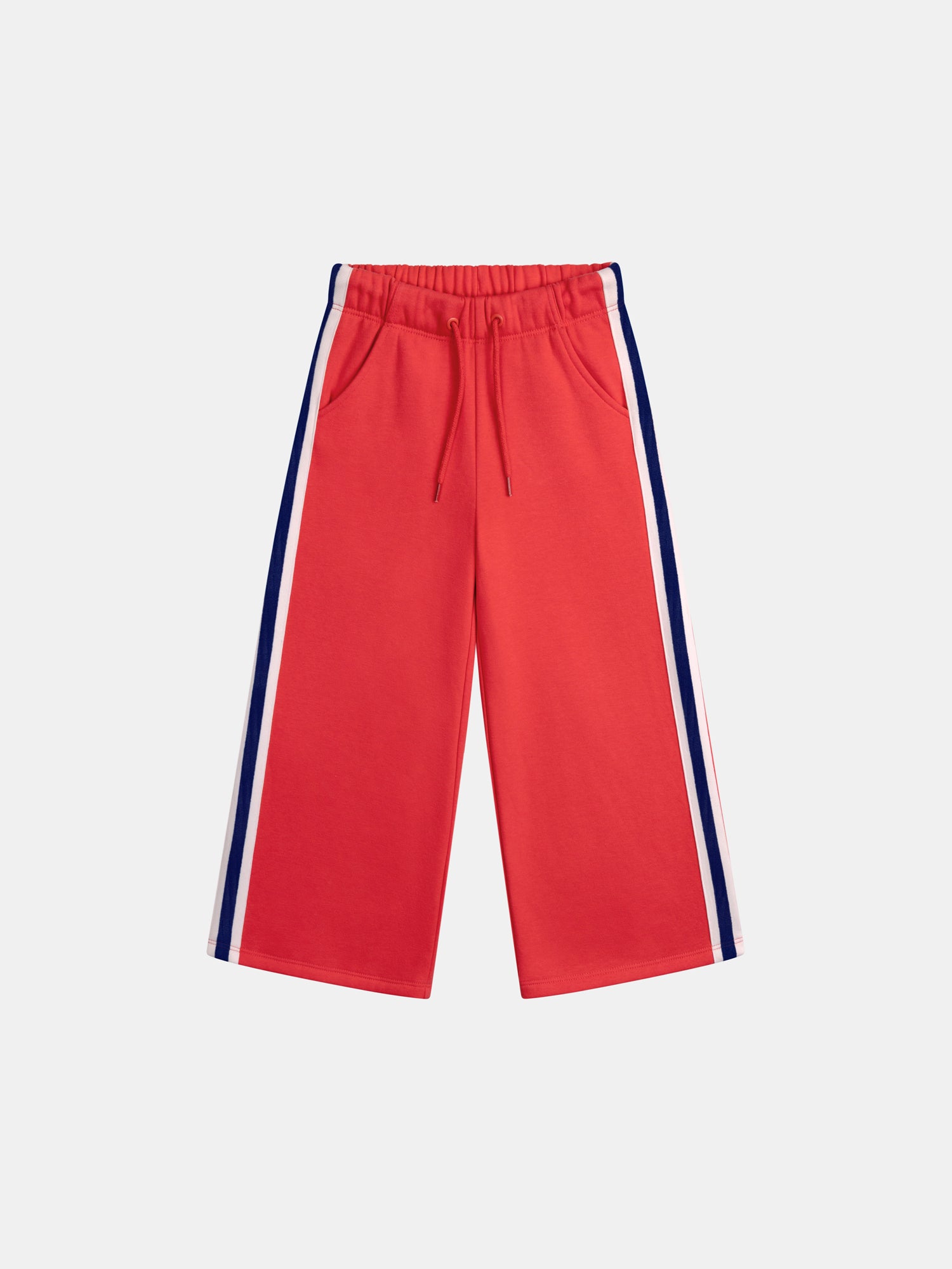 Pantalon rouge en molleton à bandes colorées pour fille