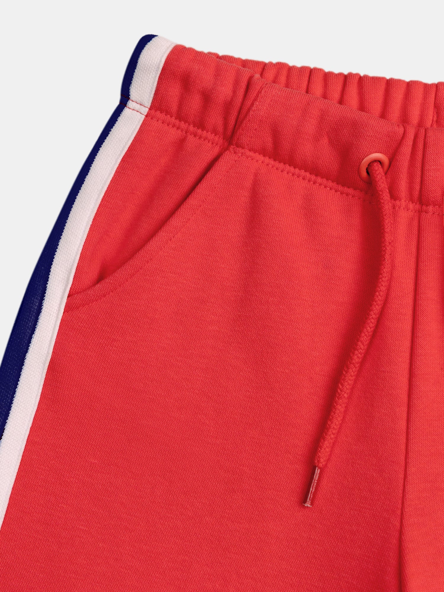 Pantalon rouge en molleton à bandes colorées pour fille