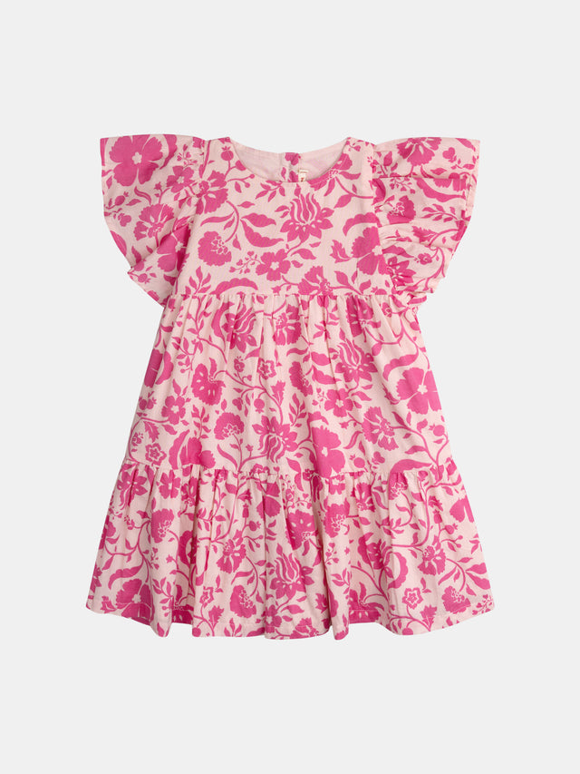 Robe rose à imprimé floral pour fille