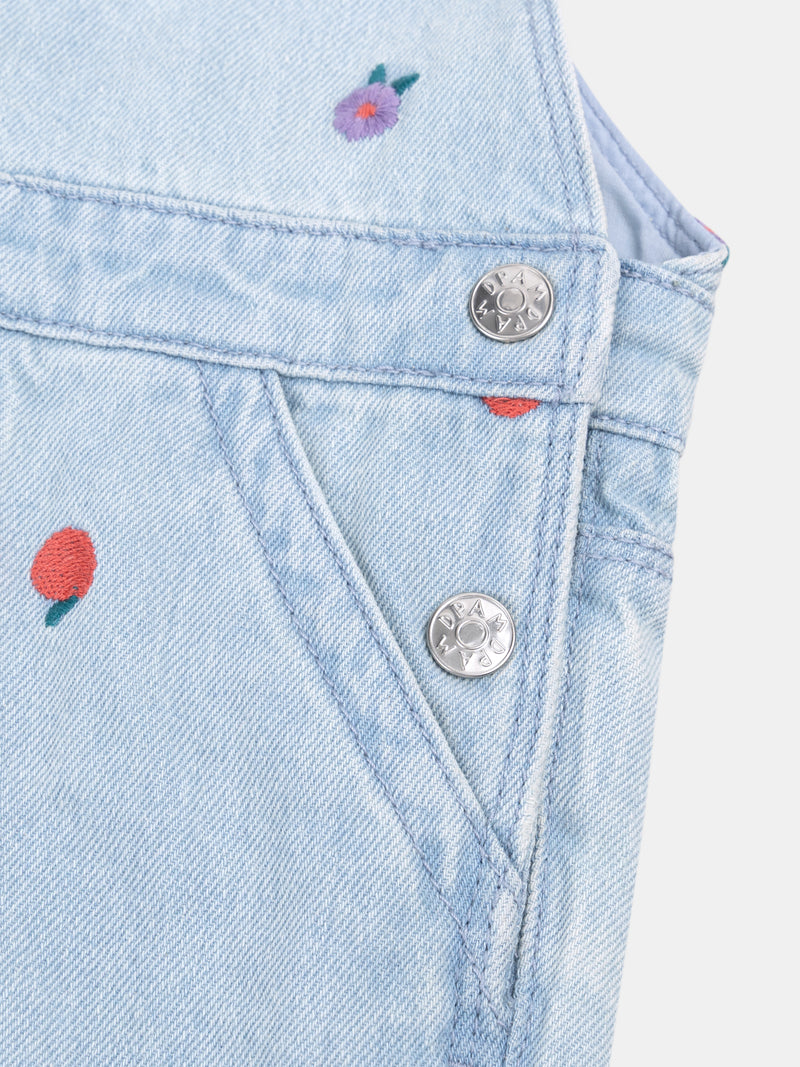 Salopette en denim brodé pour fille